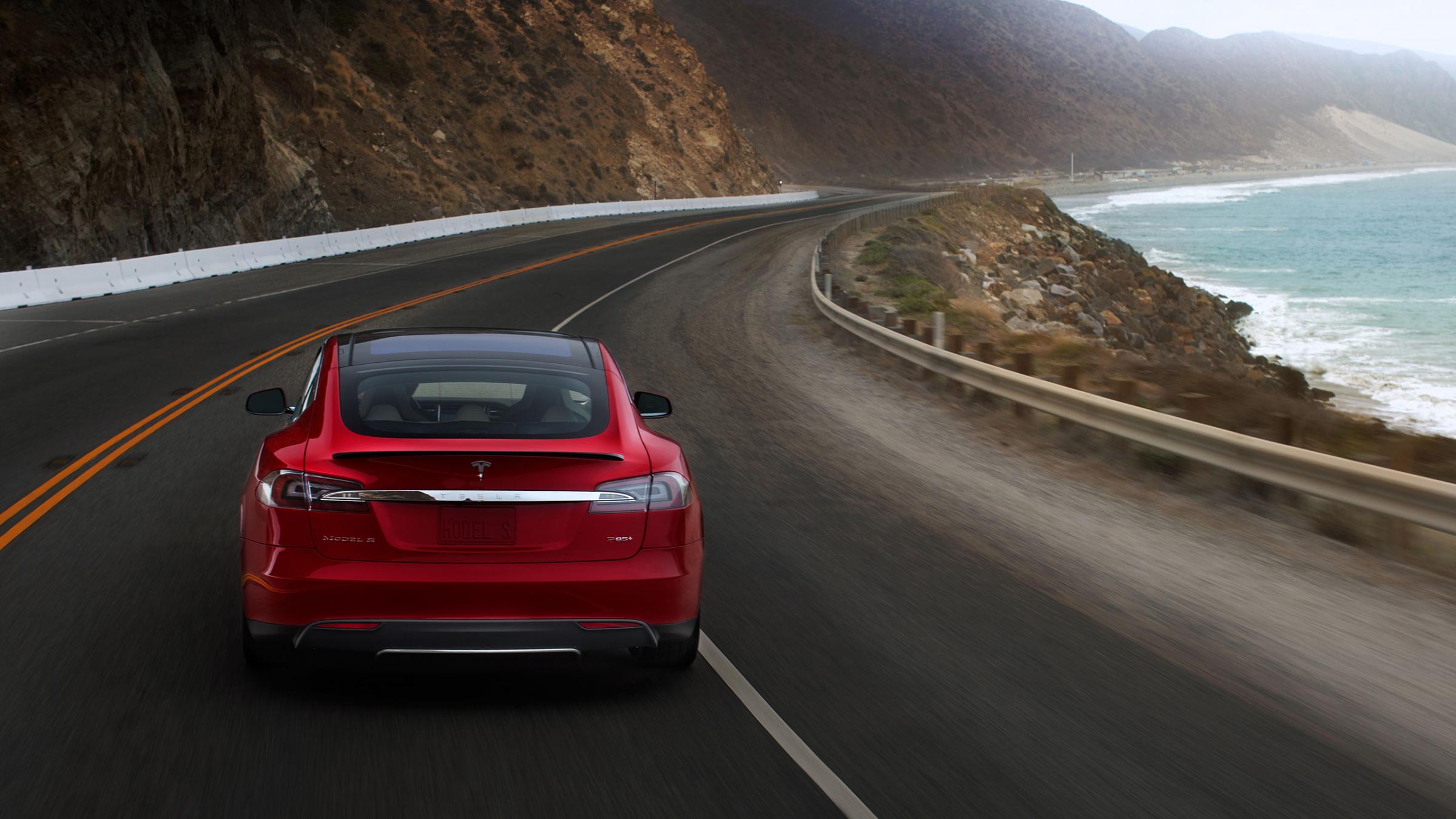 Tesla Model S дорога природа бесплатно